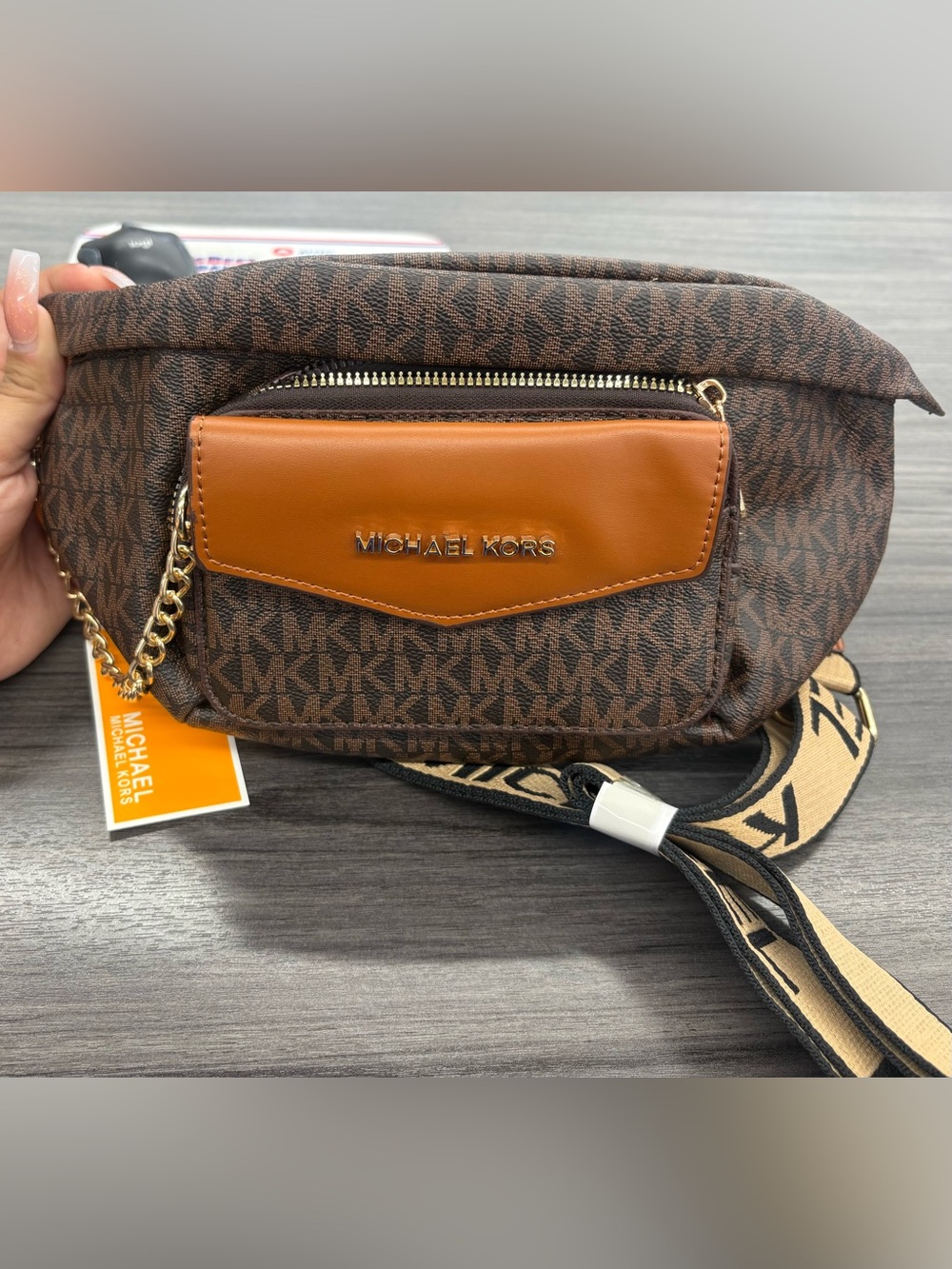 Michael Kors Brown Logo belt bag NEW
